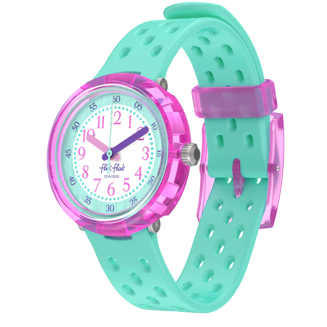 Orologio Bambina Swatch Flik Flak FIZZ IN MINT Rosa Verde Acqua ZFCNP003