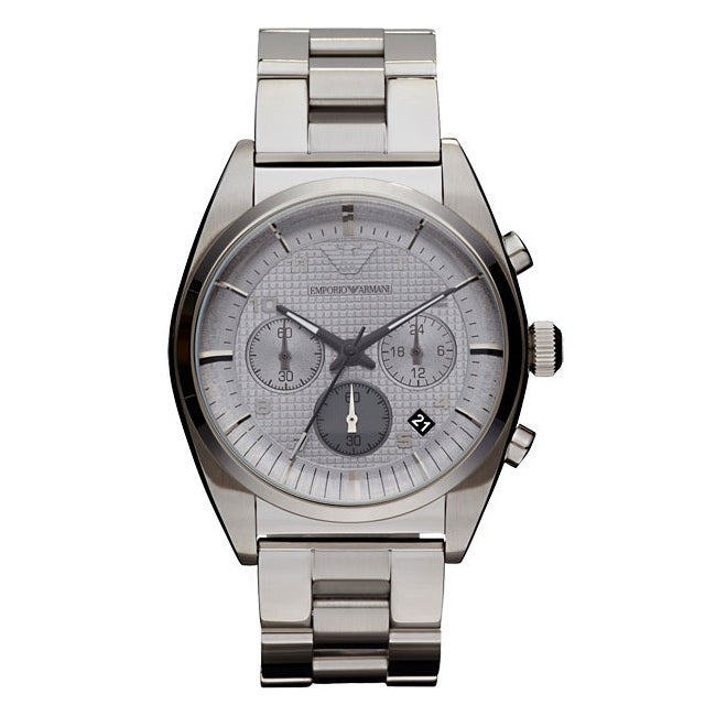 Orologio Uomo Emporio Armani Cronografo Quarzo Vetro Bombato Fondo Grigio AR0375