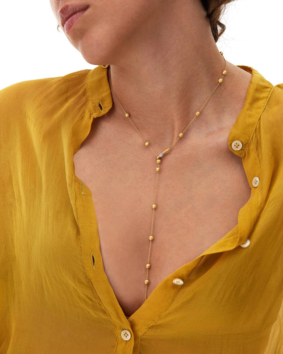 Collana Donna Nanis Oro Giallo 18 KT Pendente Diamanti Boules Satinata CS10-583