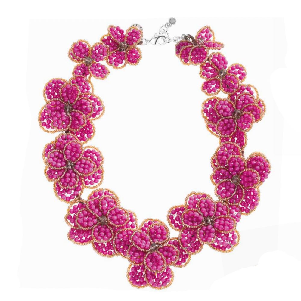 Collana Donna Ottaviani Girocollo Agata Rossa Cristalli Fiore 500189C