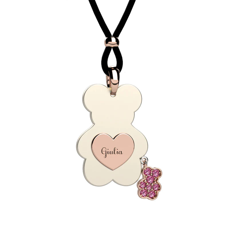Pendente Bambino Donna Nanan Ceramica Oro 9 KT Zirconi Rosa NGIO0020