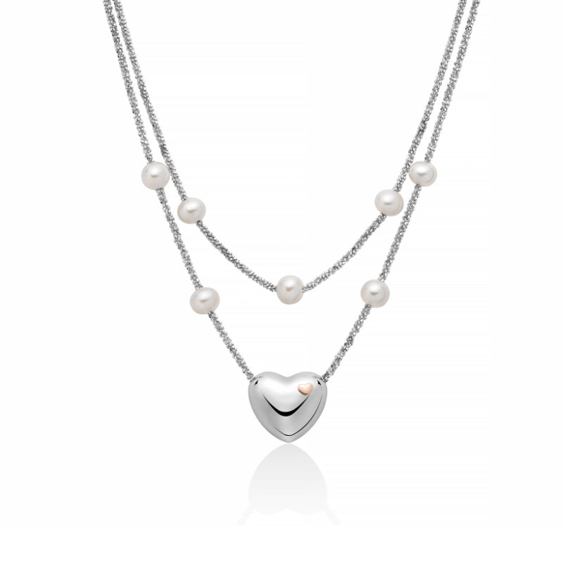 Collana Donna Miluna Argento 925 Miss Italia Perle Bianche Cuore Liscio PCL6441