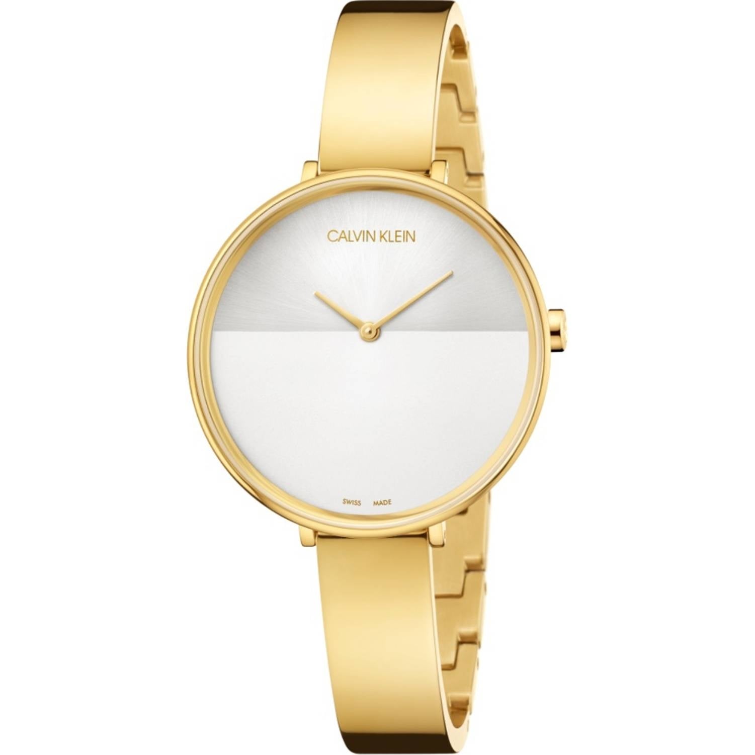 Orologio Donna Acciaio Calvin Klein Quarzo Solo Tempo Bianco Dorato Lucido