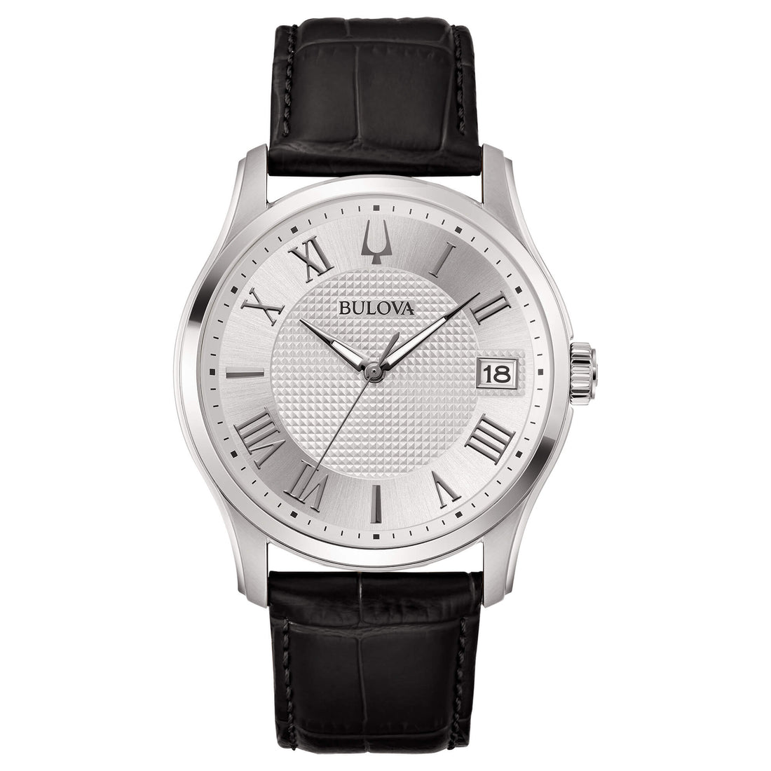 Orologio Uomo Bulova Wilton Argentè Pelle Nera 96B388