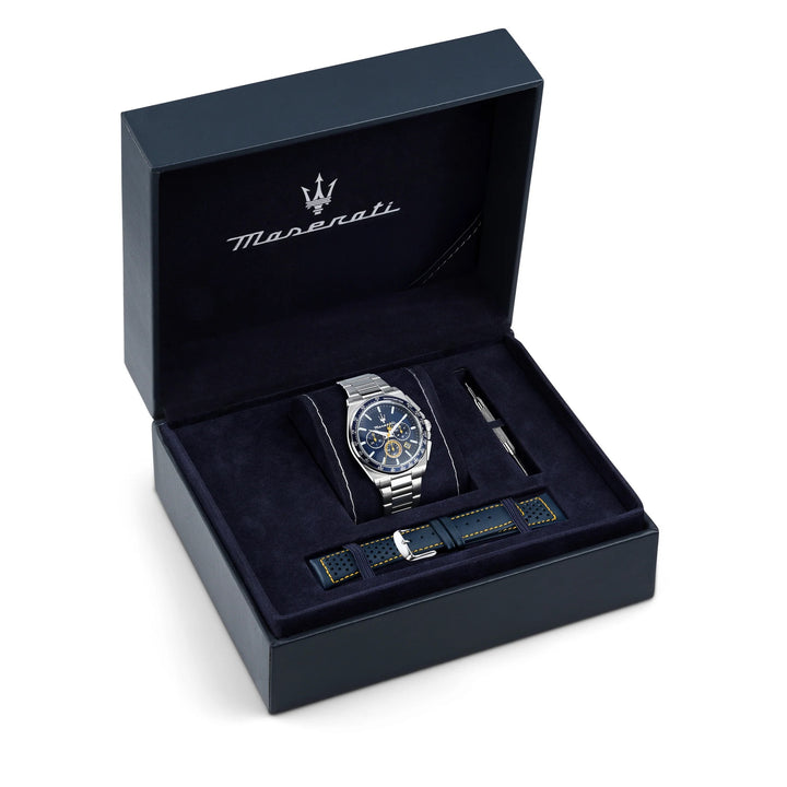 Orologio Uomo Maserati velocità Set Box con cinturino Quarzo Cronografo Blu R8873652001