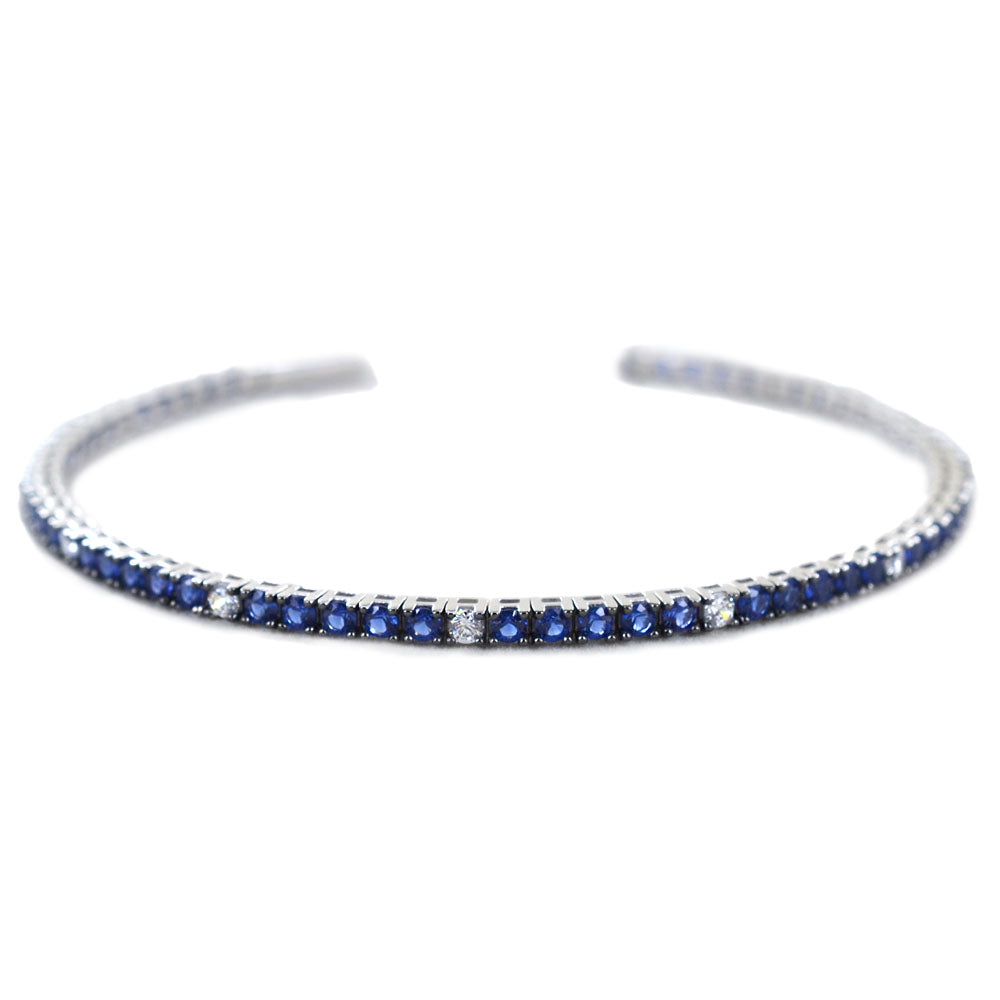 Bracciale Uomo Zancan Tennis Argento 925 Zirconi Blu Bianchi ESB123-20