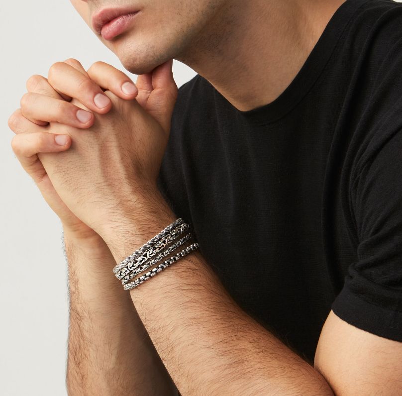 Bracciale Uomo Giovanni Raspini Argento 925 Maglia Bizantina Squadrata 11065L