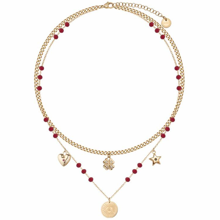 Collana Donna Liujo Multifilo Acciaio Gold Charm LJ3177