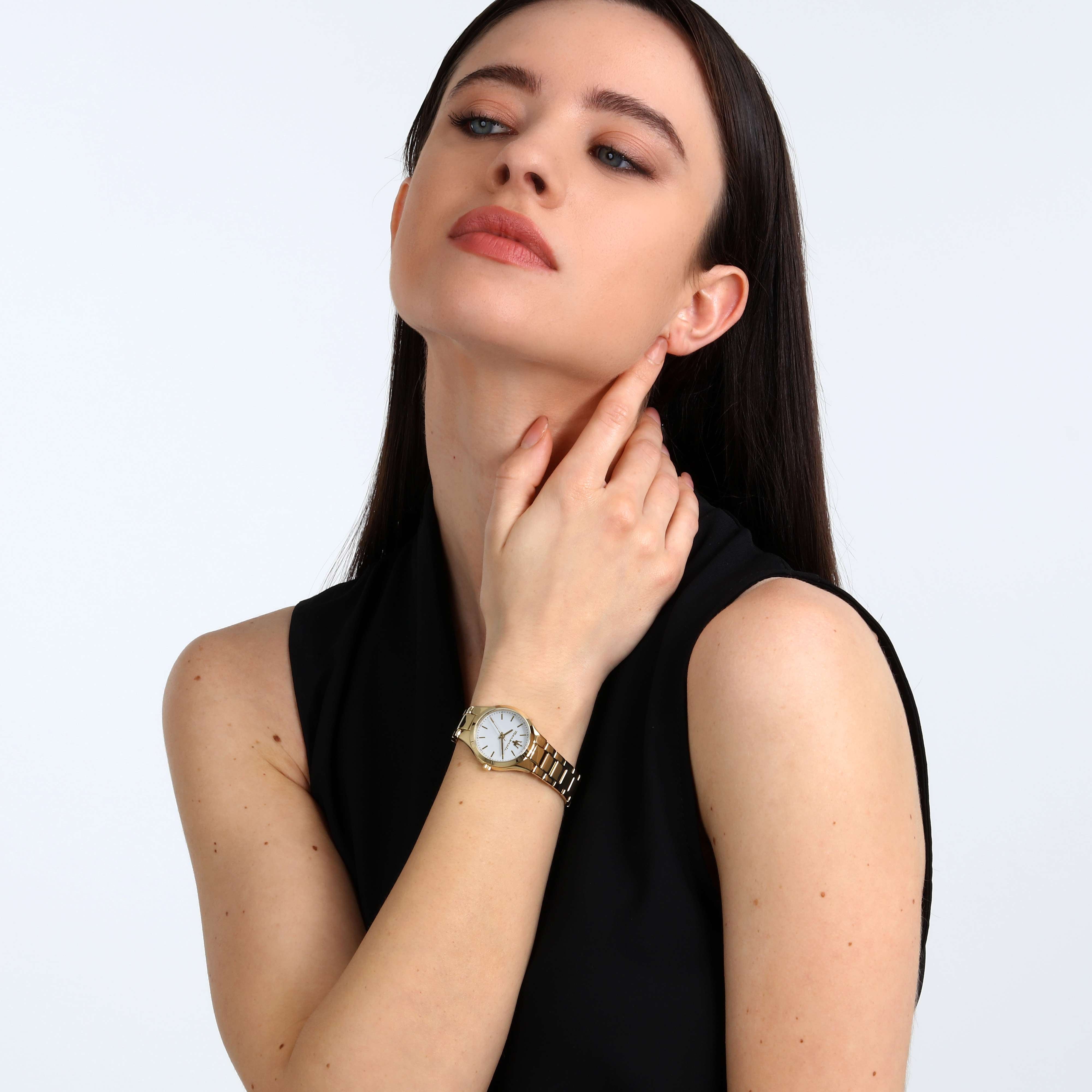 Orologio Donna Maserati Acciaio Dorato Quarzo Solo Tempo Zirconi R8853151501