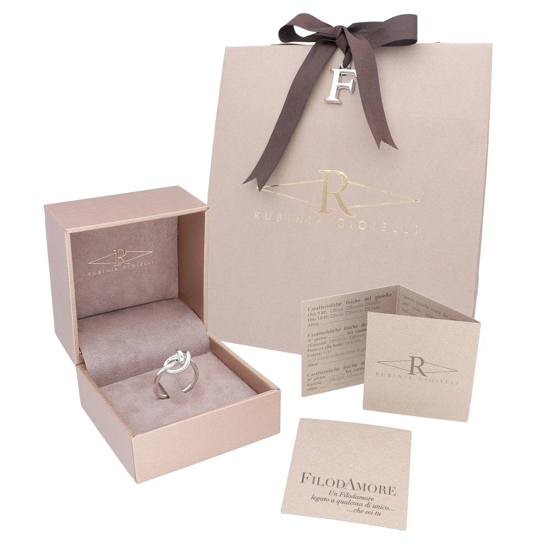 Anello Donna Filo D'Amore Elemento Oro Rosa 9 KT Argento Mis 12 AN2020AR