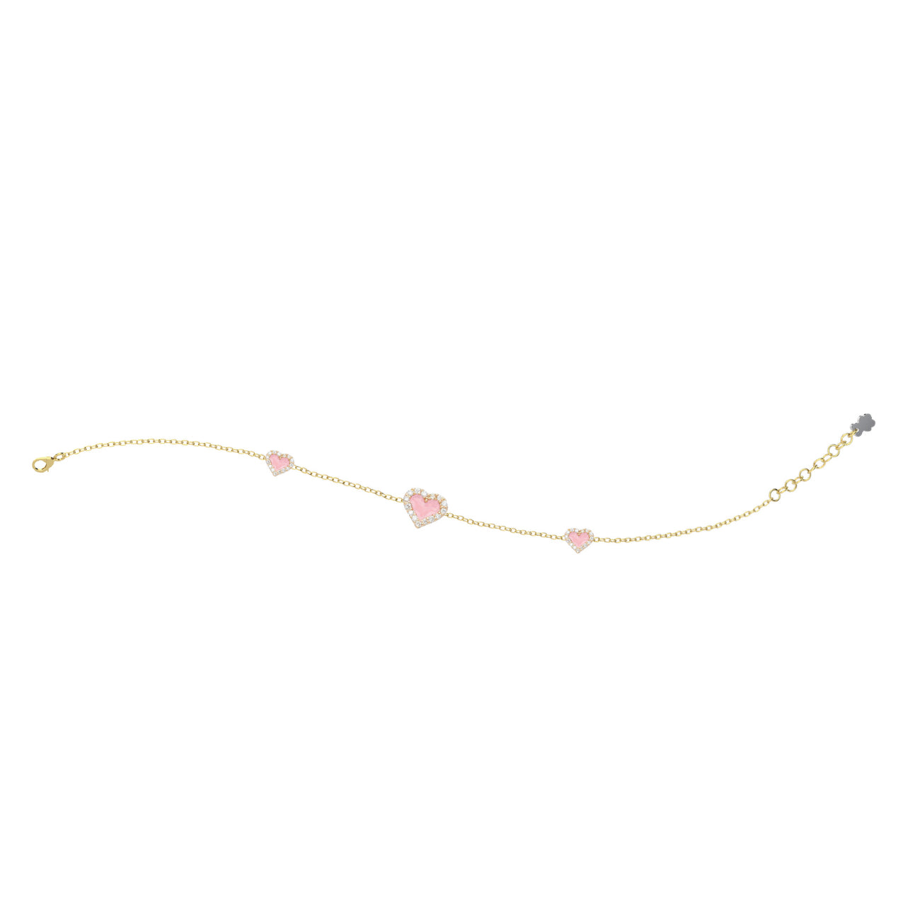 Bracciale Bambina Nanàn Argento Dorato 925 Cuori Smalto Rosa Zirconi NAN0470