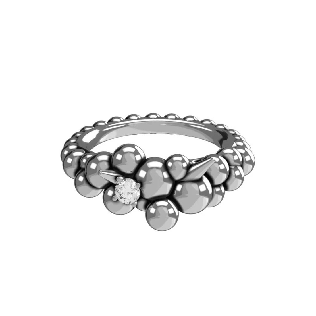 Anello Donna John Richmond Biglie Spine Diamante Bronzo Argentato JRMR04BW