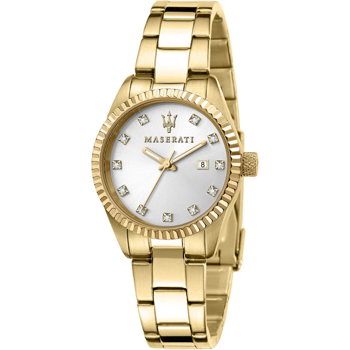 Orologio Donna Maserati Acciaio Dorato Quarzo Solo Tempo Data Zirconi R8853100506