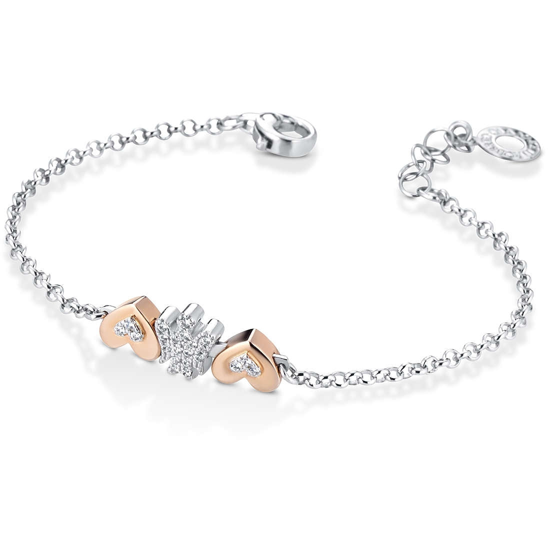 Bracciale Donna Argento 925 Roberto Giannotti Angeli e cuore rosè e Zirconi GIA337
