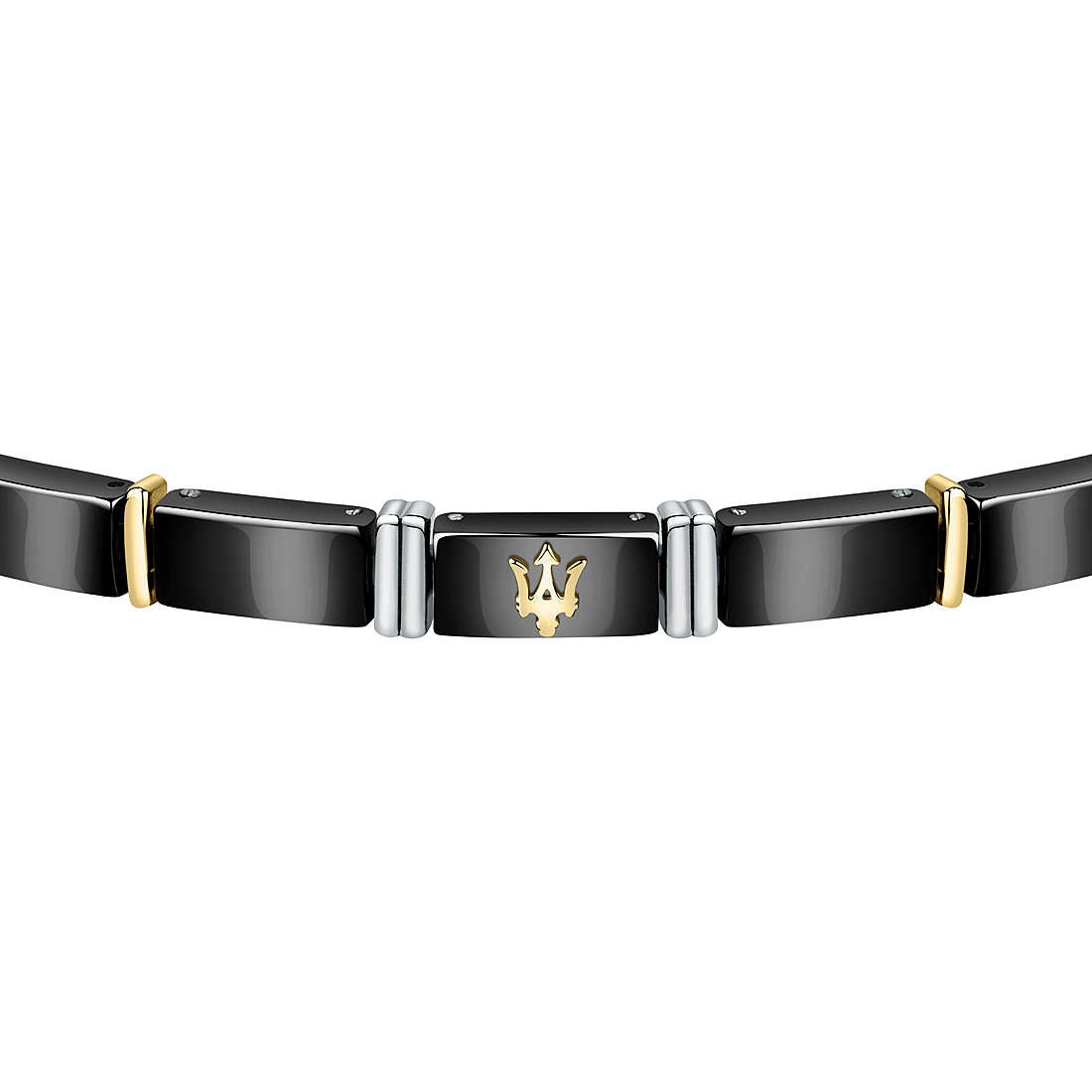 Bracciale Uomo Acciaio Maserati in ceramica nera con inserti dorati JM221ATZ03