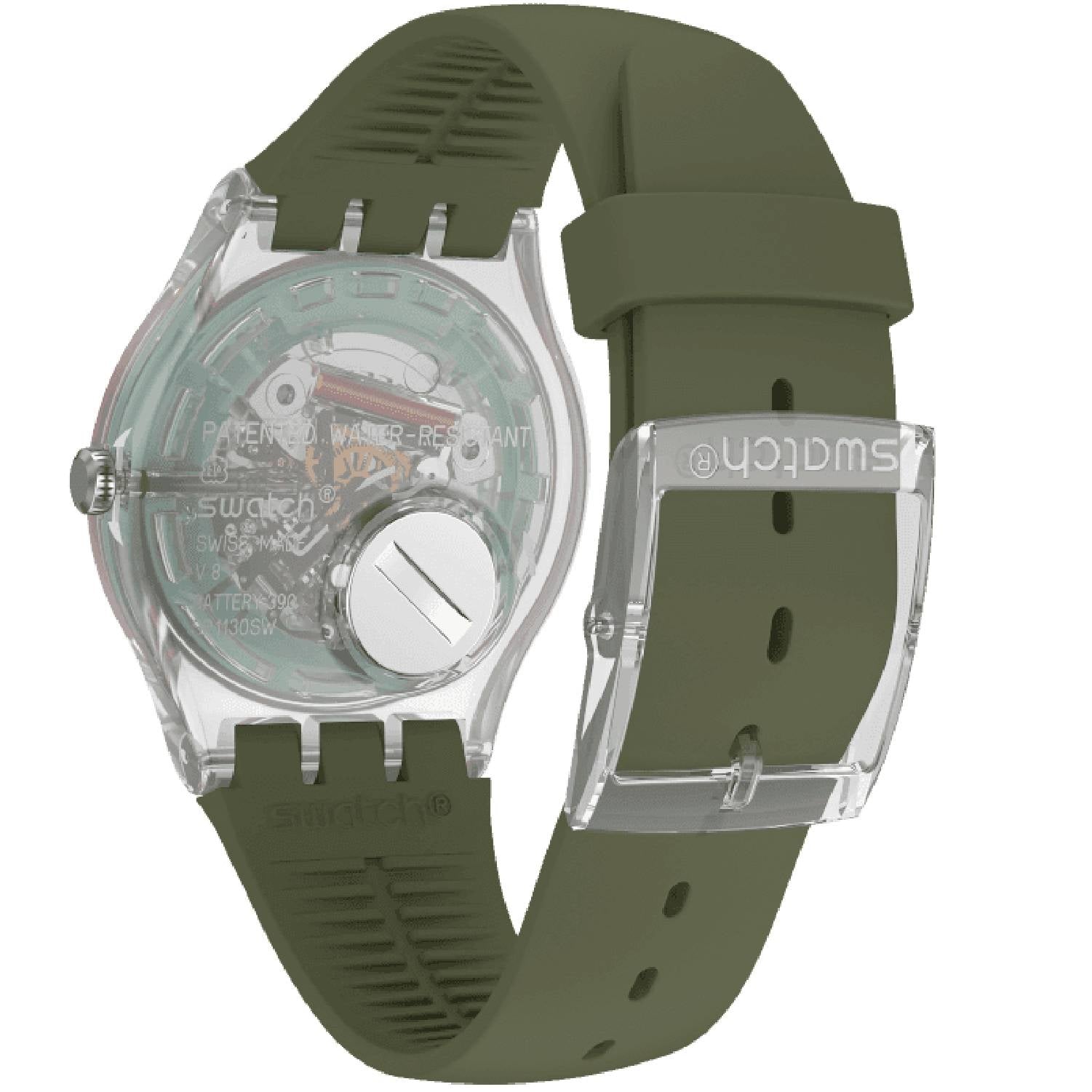 Orologio Donna Gomma Resina Swatch Solo Tempo Quarzo Verde Viola Polarmy SUOK714