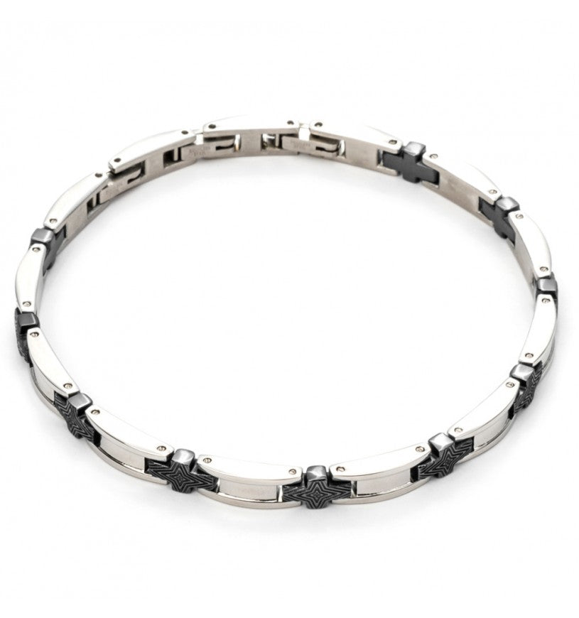 Bracciale Uomo 4US Cesare Paciotti Acciaio Bianco e Nero 4UBR5103