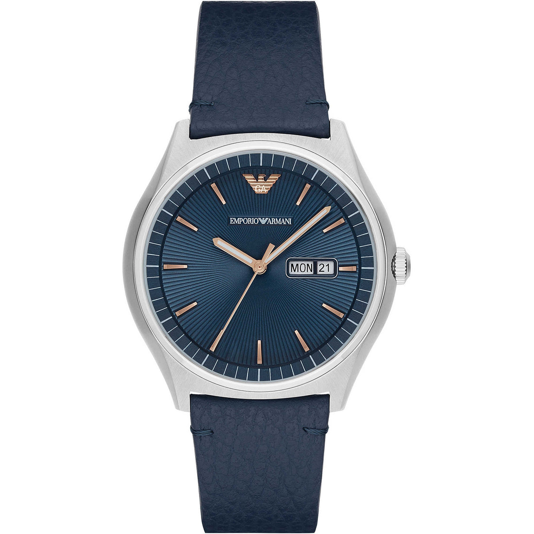 Orologio Uomo Emporio Armani Classic Cinturino Pelle Blu Fondo Blu AR1978