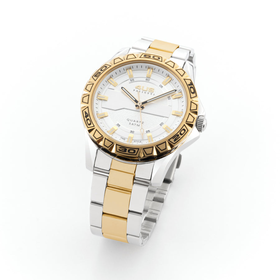 Orologio Uomo 4US Cesare Paciotti Acciaio Bicolore Quarzo Bianco T4LS396
