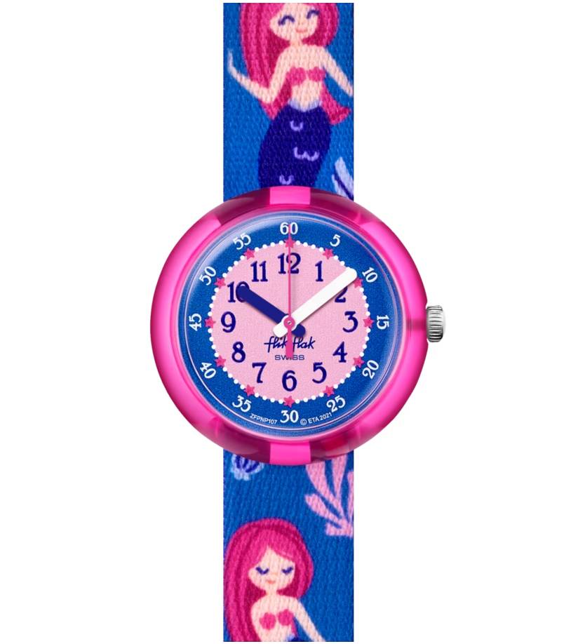 Orologio Bambina Swatch Flik Flak Seareni Quarzo Solo Tempo Sirena Rosa ZFPNP107