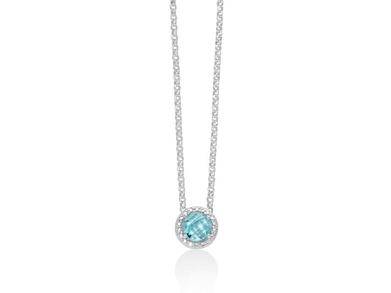 Collana Donna Miluna Argento 925 e topazio azzurro rotondo CLD4368