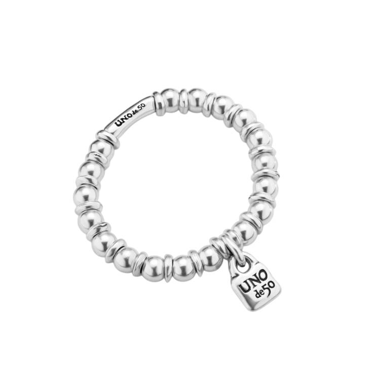 Bracciale Donna Uno De 50 Sfere Placcato Argento Elastico Lucchetto PUL2368MTL0000M