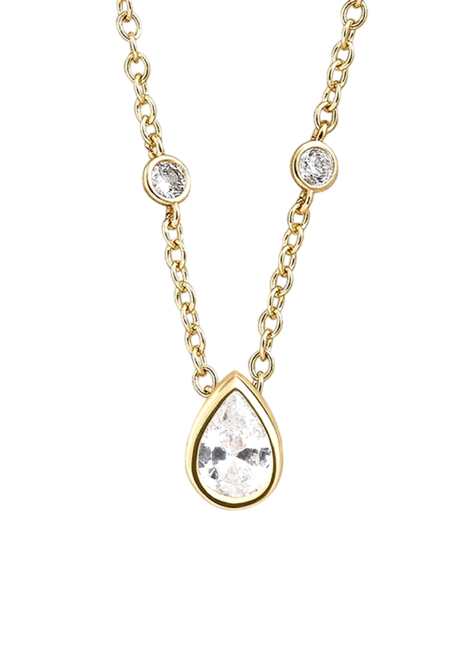 Collana Donna Liu Jo Acciaio Dorato Zircone Bianco a goccia LJ2738