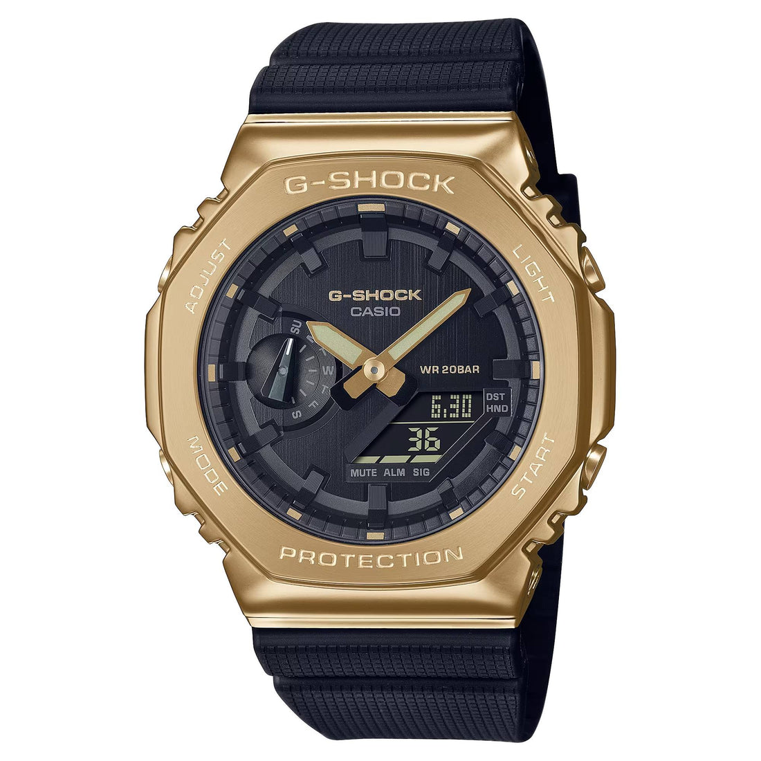 Orologio Uomo Casio G-Shock Acciaio Dorato Lucido Gomma Nera GM-2100G-1A9ER