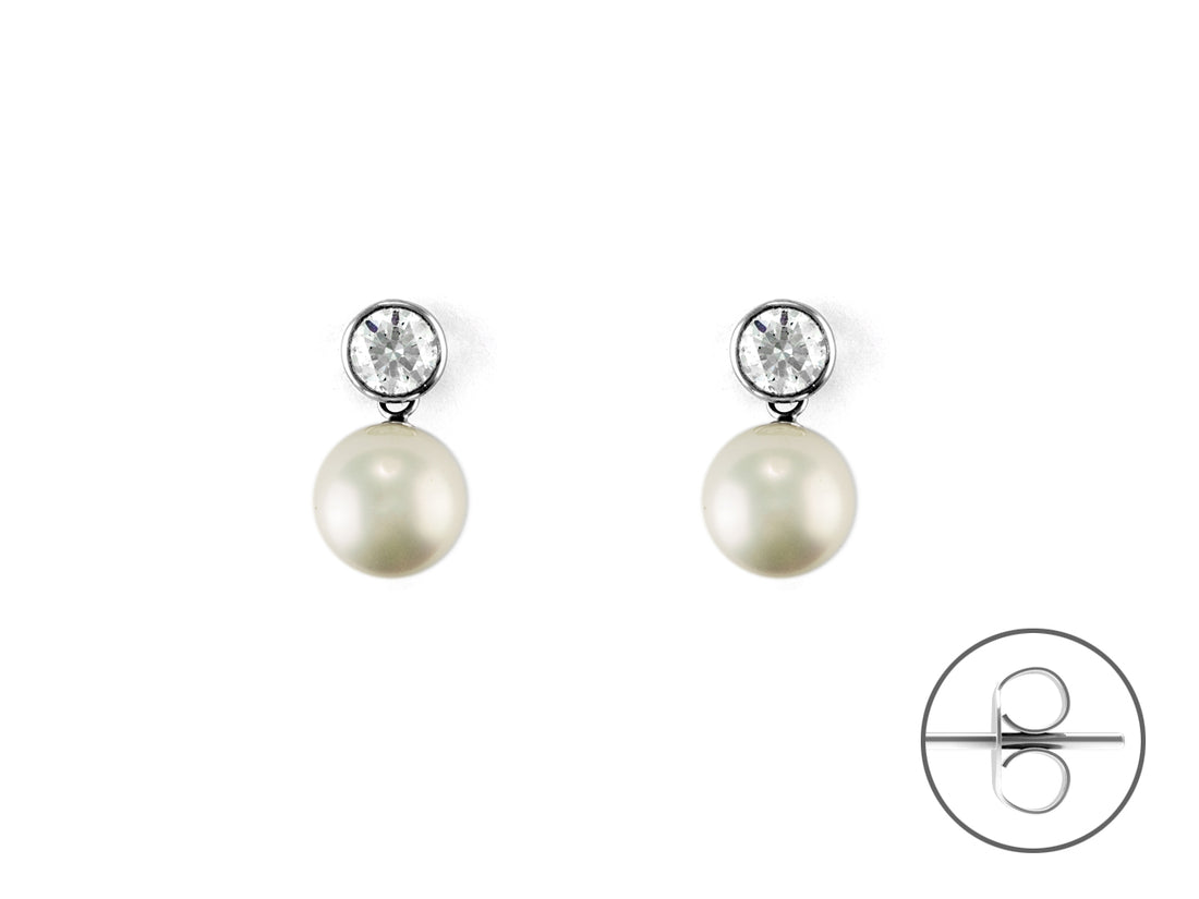 Orecchini Donna Argento 925 4US Cesare Paciotti perla e Zirconi 4UOR6588W