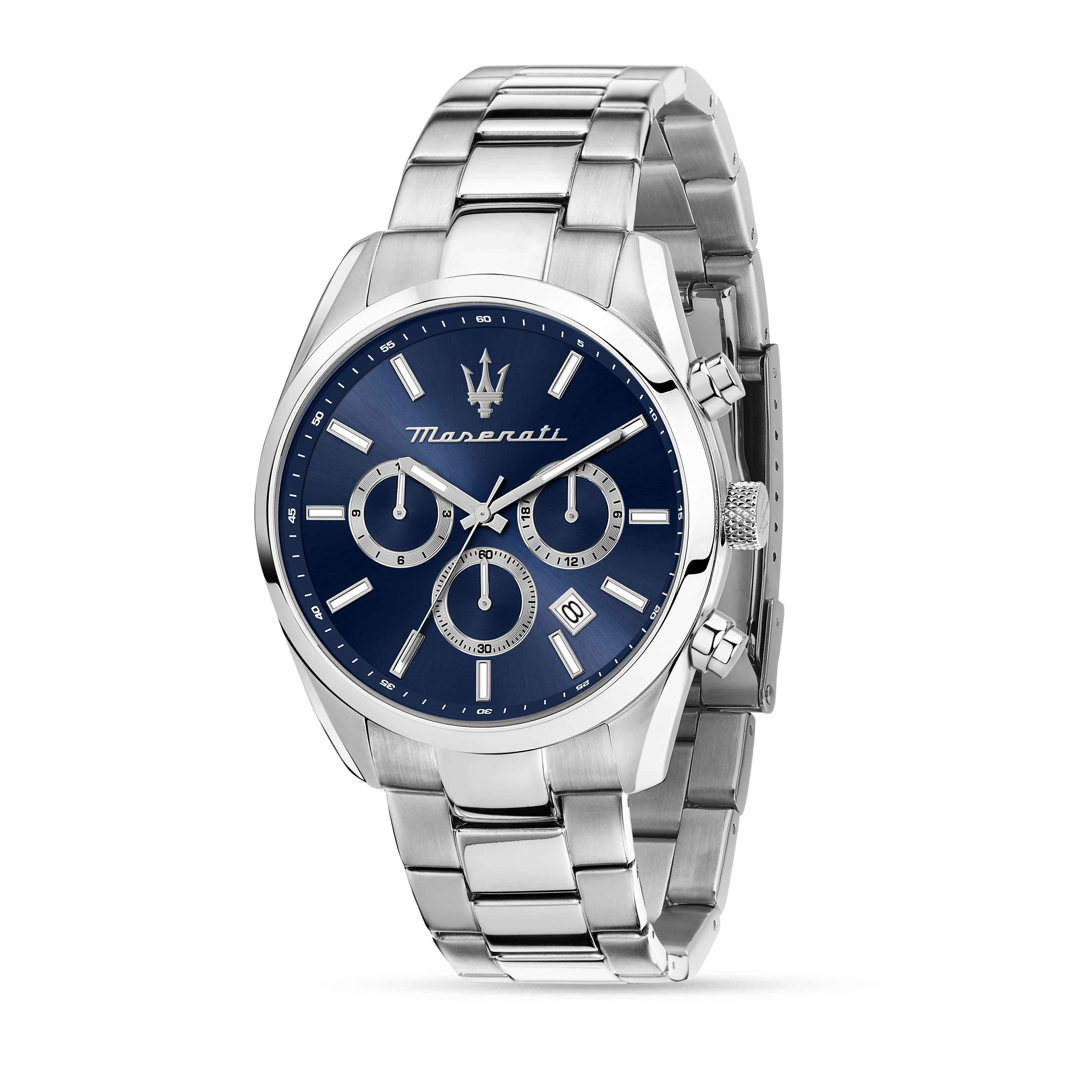 Orologio Uomo Maserati Acciaio Lucido Quarzo Cronografo Blu Data R8853151005