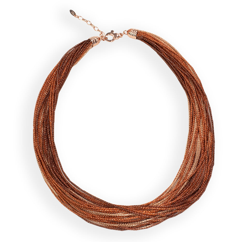 Collana Donna Borsari Rugiada Argento 925 Filato Metallico Rosè CL-RUG08GP