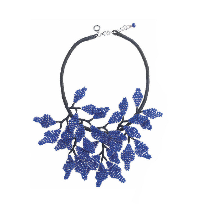 Collana Donna Ottaviani Girocollo Foglie Micropietre Blu 500138C