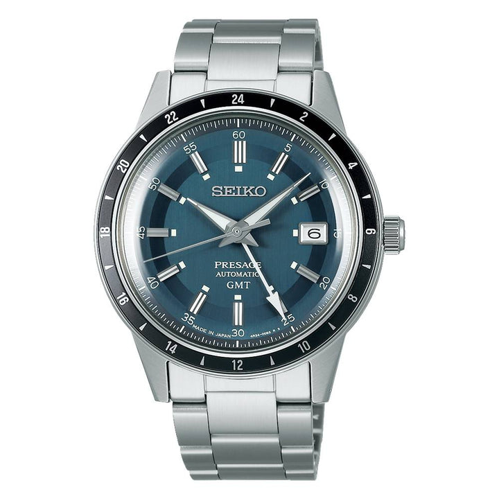 Orologio Uomo Seiko Presage GMT Automatico 60's Style Blu Nero Marrone SSK009J1