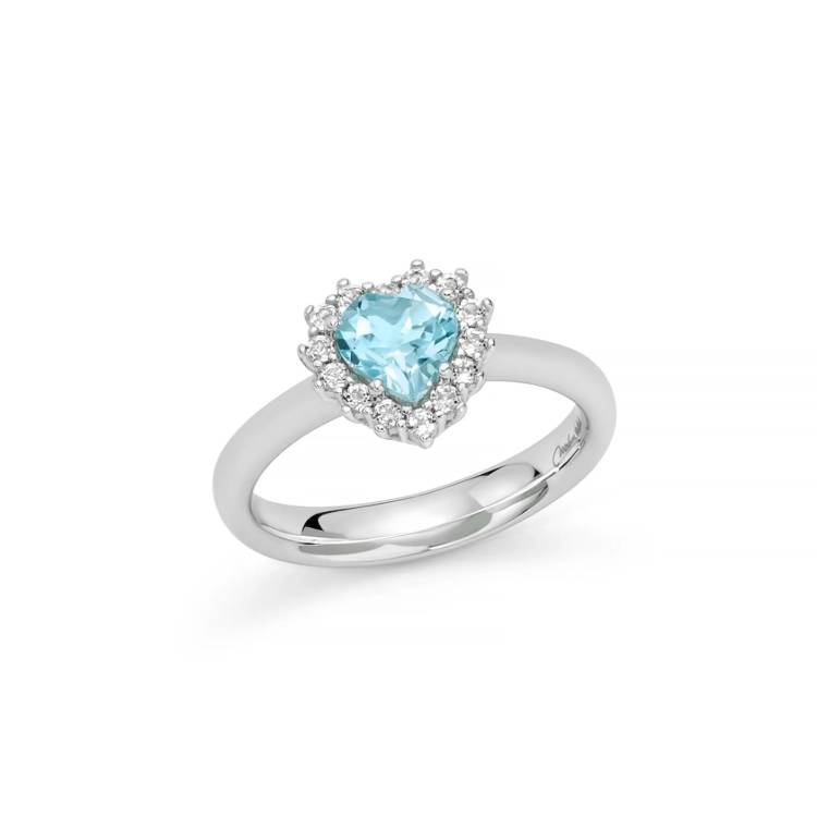 Anello Donna Miluna Argento 925 Gemma Del Cielo Cuore Topazi Bianchi LID4018
