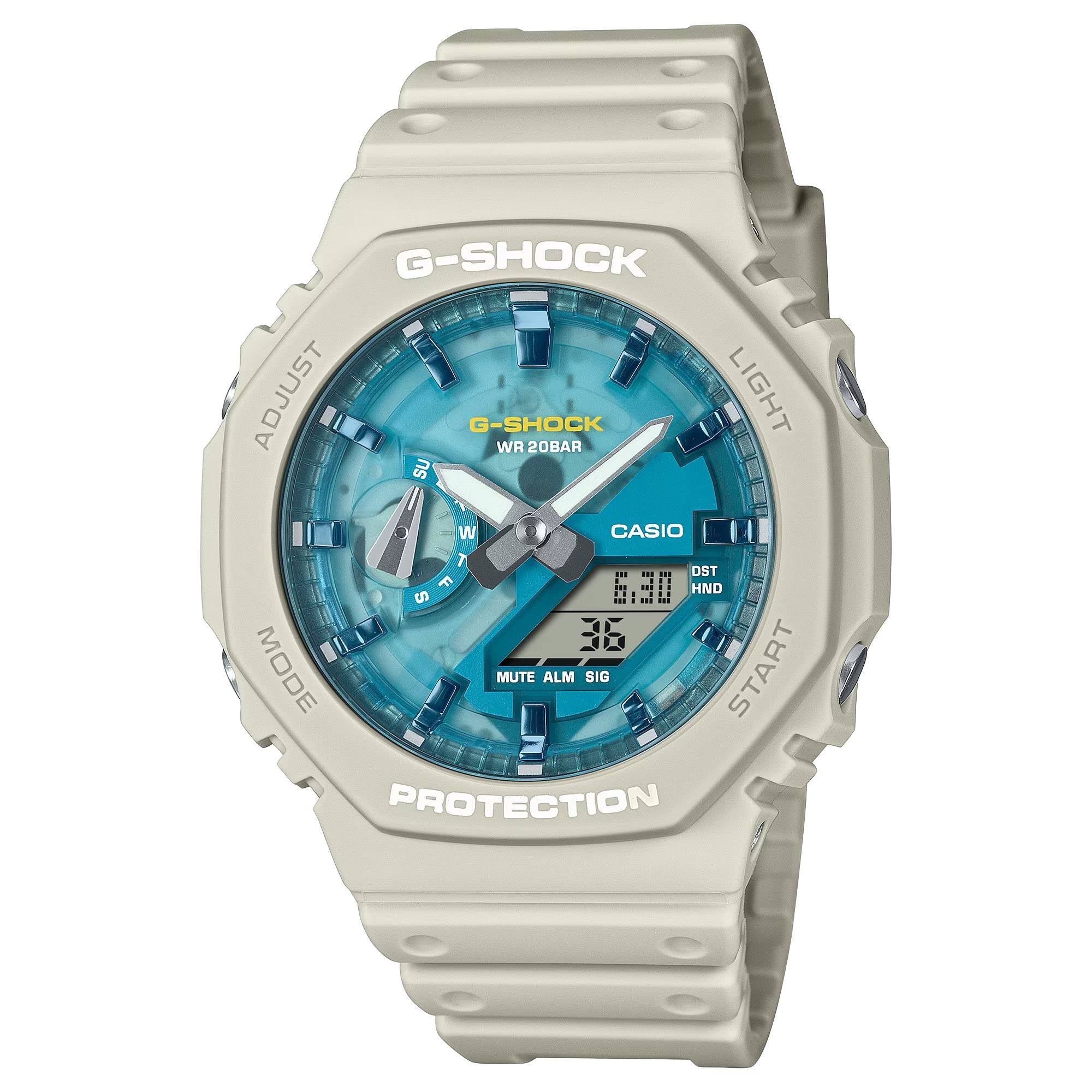 Orologio Uomo Casio G-SHOCK Crema Azzurro Scheletrato GA-2100AS-5AER