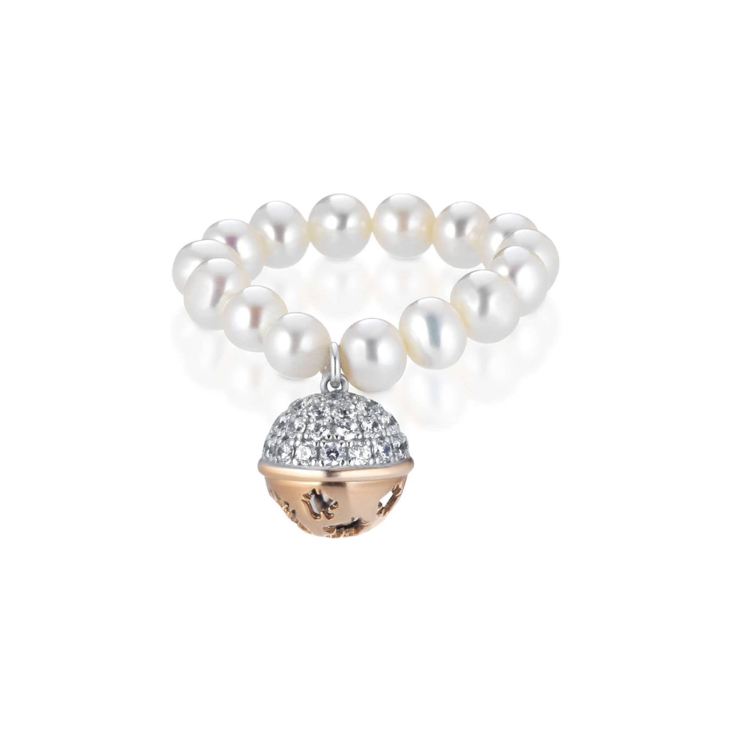 Anello Donna Argento 925 Roberto Giannotti Chiama Angeli Rosè Perle SFA126 9-11