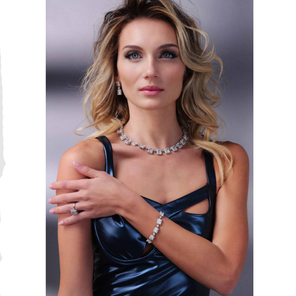 Collana Donna Ottaviani Bronzo Tennis Carrè Zirconi Bianchi Maxi 500911C