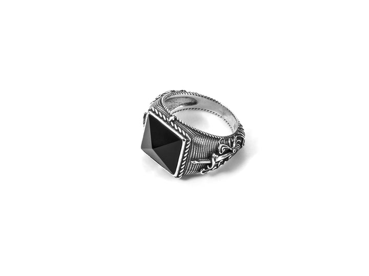 Anello Uomo Cesare Paciotti Royal Couple Argento Pietra Nera