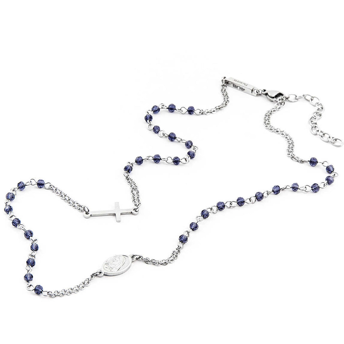 Collana Uomo Acciaio 4US Cesare Paciotti Rosario Biglie Blue Sand 4UCL4052