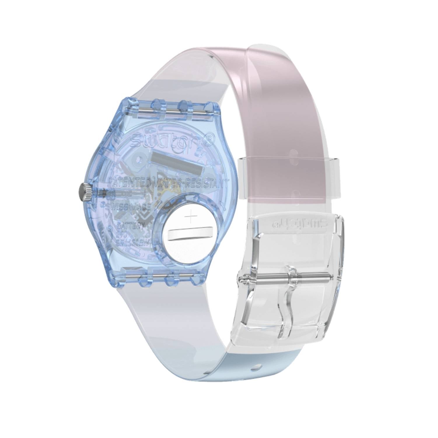 Orologio Swatch Donna Quarzo Solo Tempo Scheletrato Rosa Azzurro Bianco GL126