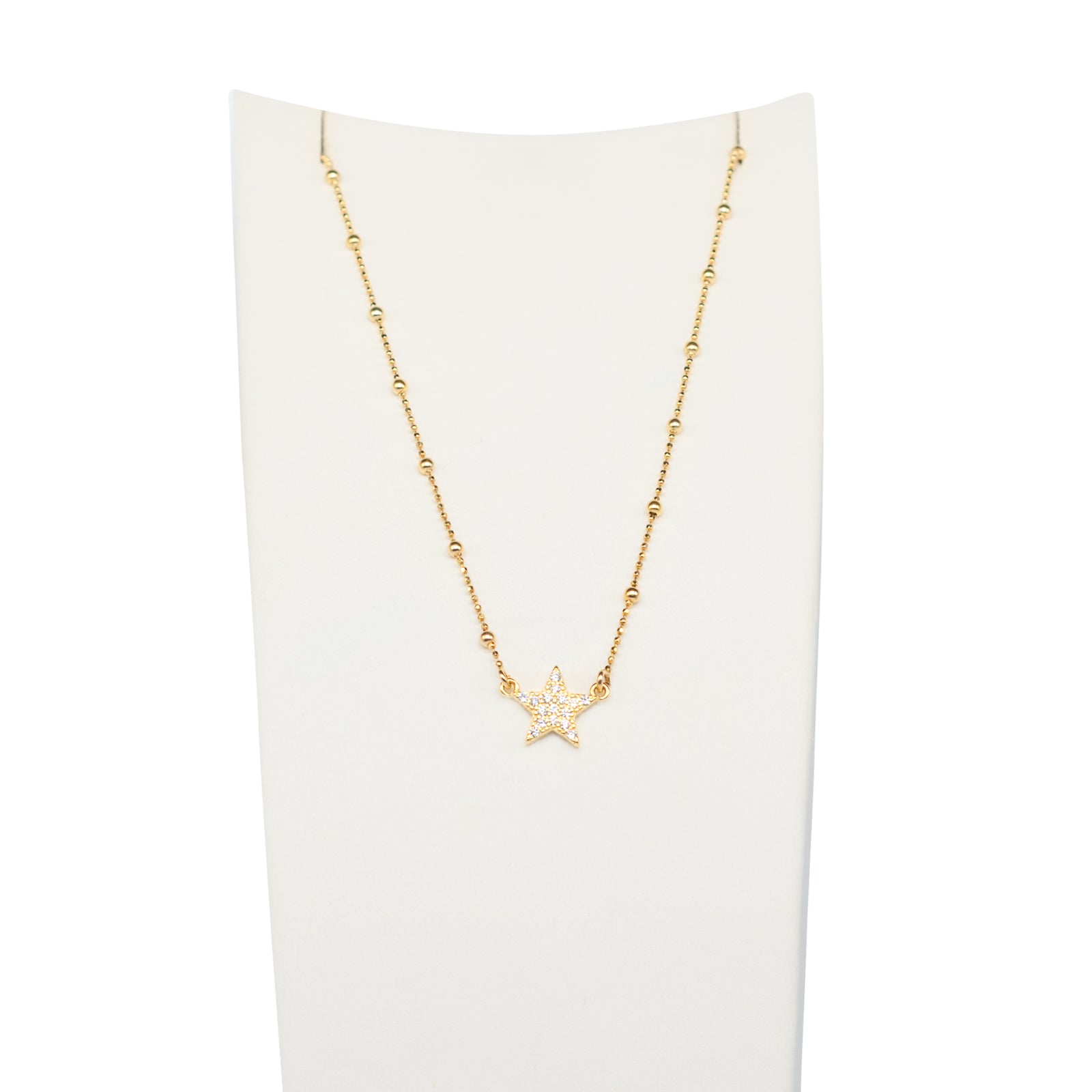 Collana Donna Re Mida Argento 925 Dorato Stella Con Zirconi Bianchi C026