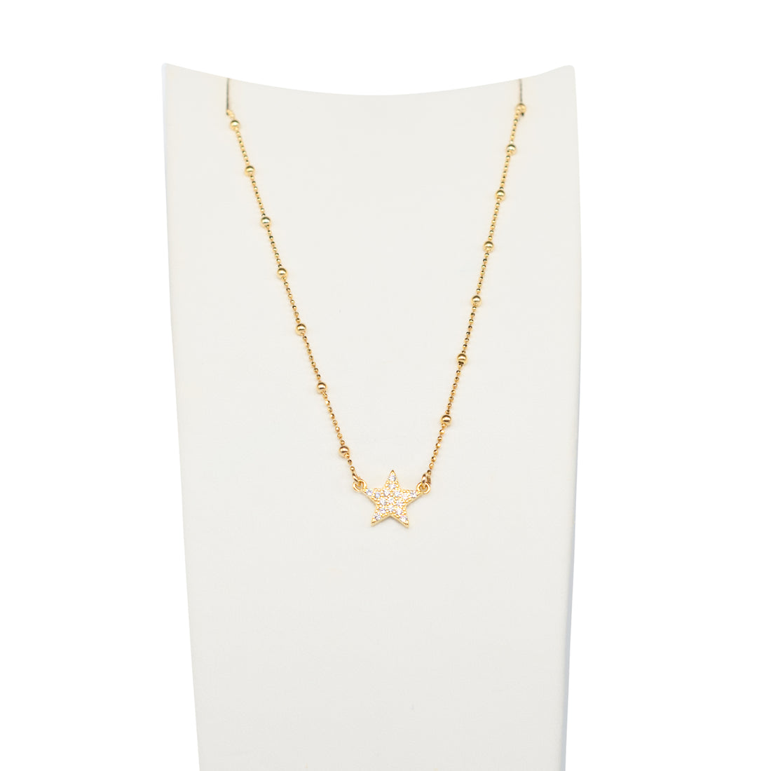 Collana Donna Re Mida Argento 925 Dorato Stella Con Zirconi Bianchi C026