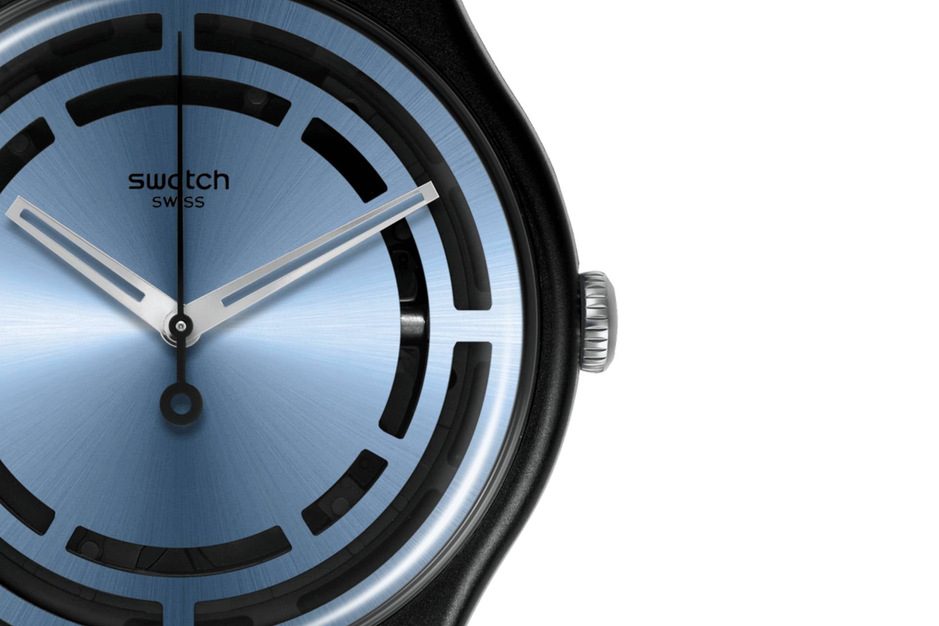 Orologio Uomo Swatch Quarzo Solo Tempo Bioceramic Nero Azzurro Lucido SO32B118