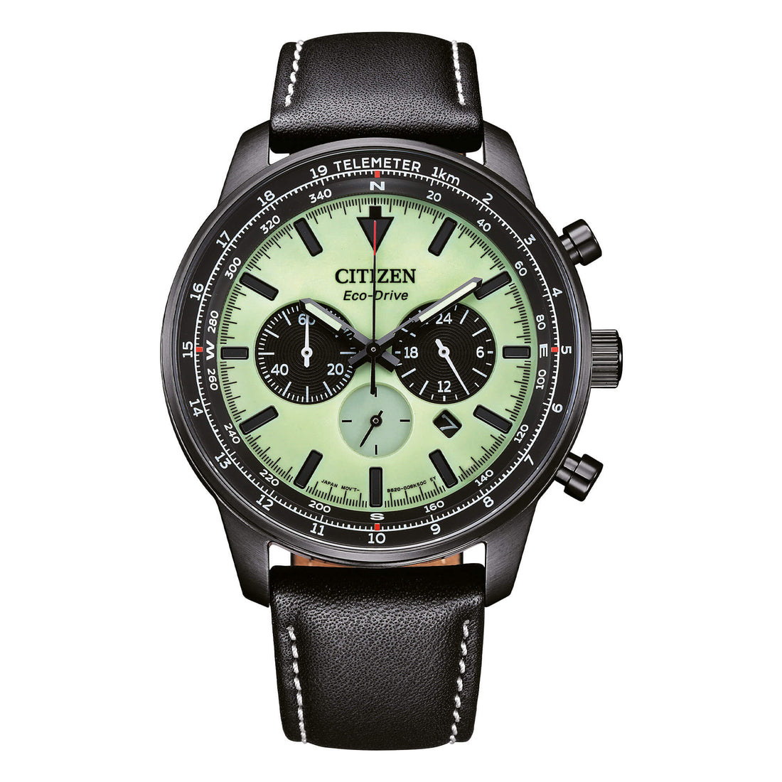 Orologio Uomo Citizen Eco-Drive Cronografo Nero Aviator Pelle CA4505-21X