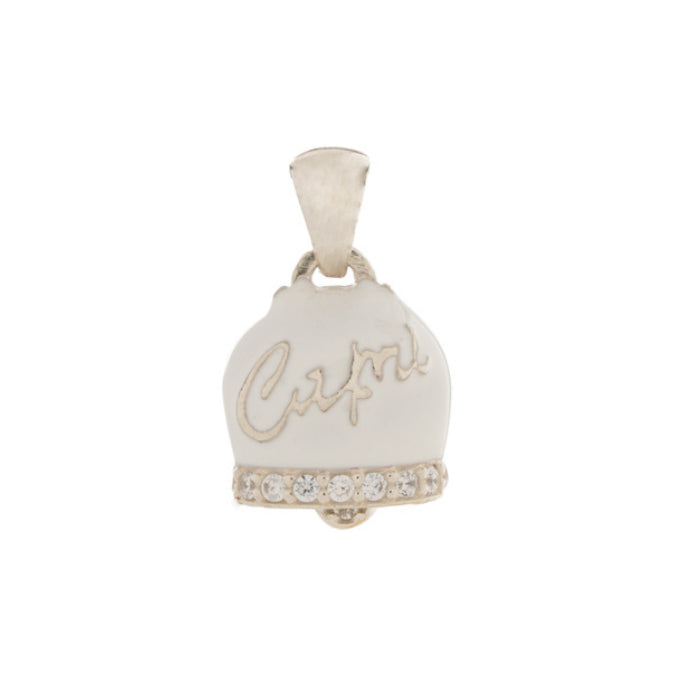 Ciondolo La Campanella di Capri Argento Porta Fortuna Smalto Bianco CSZD2-BIA