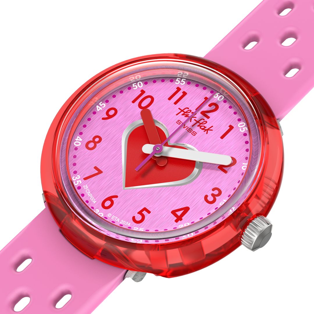 Orologio Bambina Swatch Flik Flak FIZZ IN PINK Rosa Cuore ZFCNP004