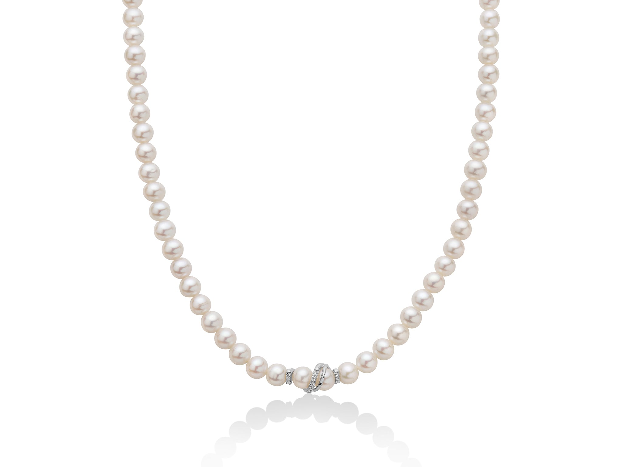 Collana Donna Miluna Filo Perla Oro 18 KT Diamanti PCL3726V