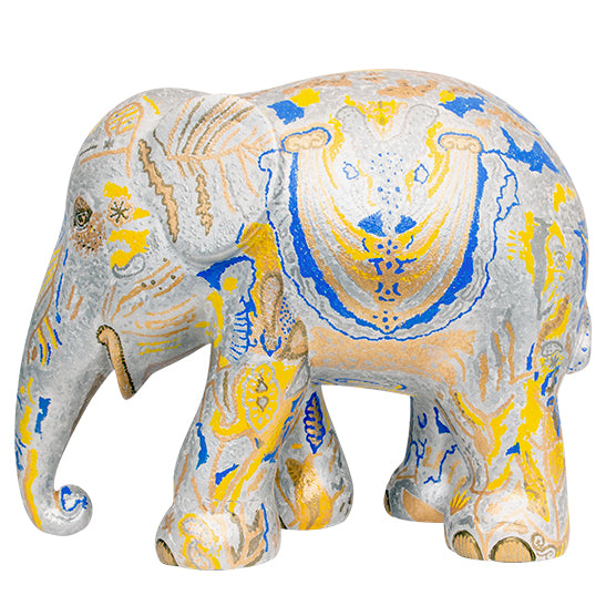 Scultura Elefante Onlylux Golden Lotus 20 cm Resina Dipinto A Mano 8858831247222