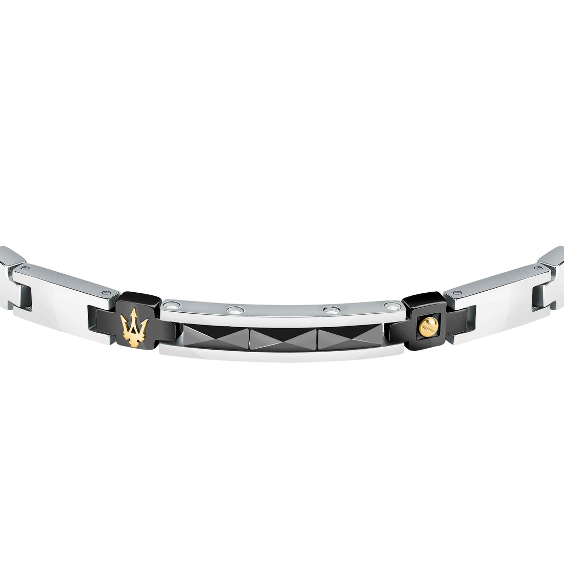 Bracciale Uomo Maserati Acciaio Ceramica Nera Logo Tridente JM224ATZ35