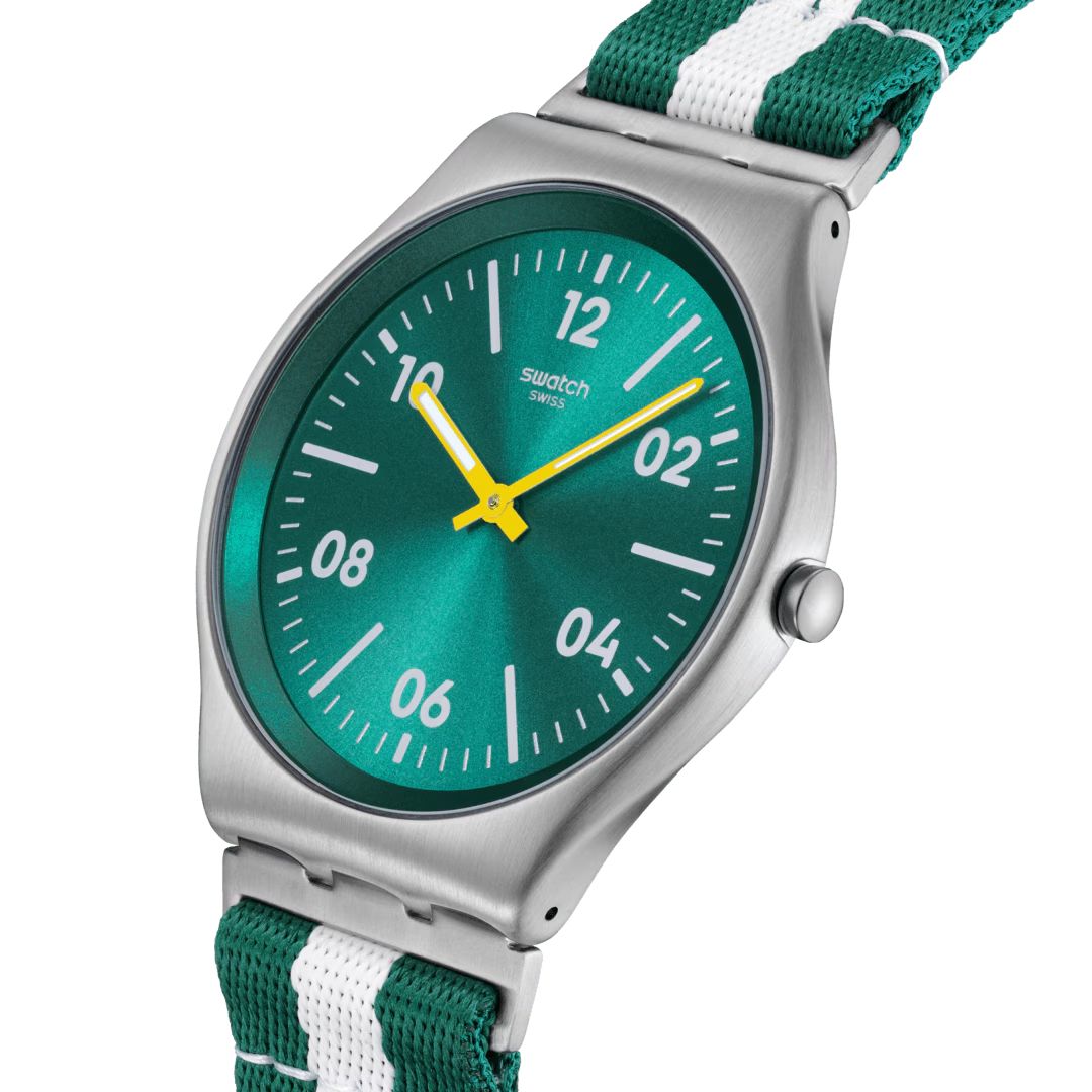Orologio Unisex Swatch CASUAL STRIPE Skin Verde Bianco SS07S148